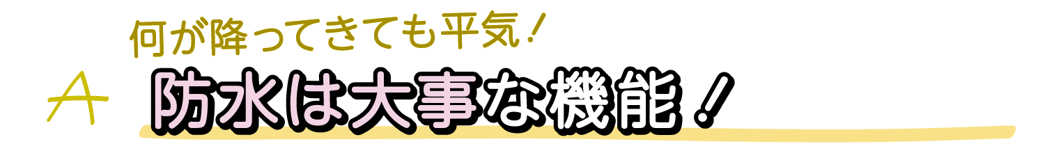 A. 何が降ってきても平気！防水は大事な機能！