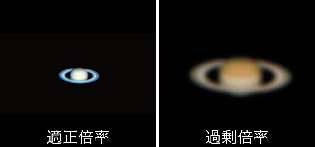 土星（高倍率での比較）